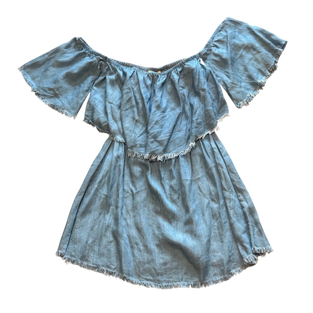 Boho Off Shoulder Chambray Dress Size M